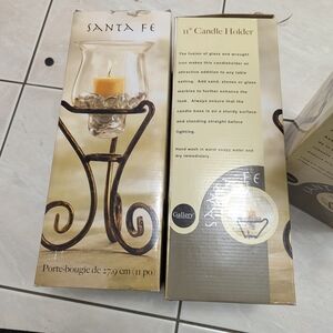 Brand New Vintage 11" Glass And Wrought Iron Candle Holder